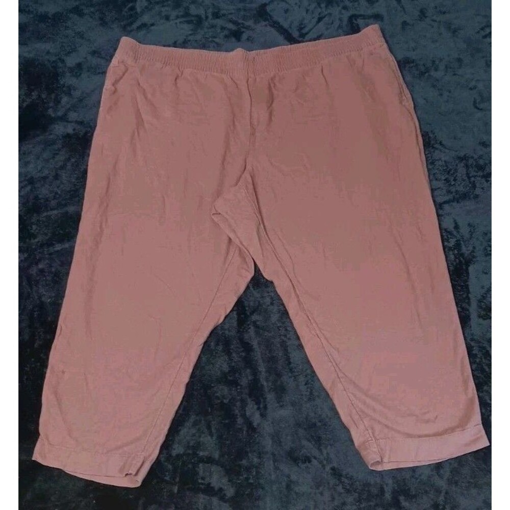 Old Navy Linen Blend High Rise Straight Comfort Waistband Pants 3X Brown Coastal